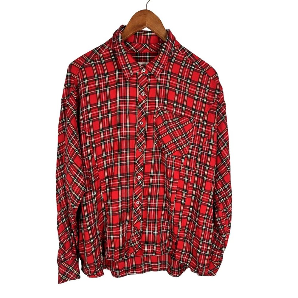 VINEYARD VINES Women's Red Plaid Soft Button Down Blouse Size 14
